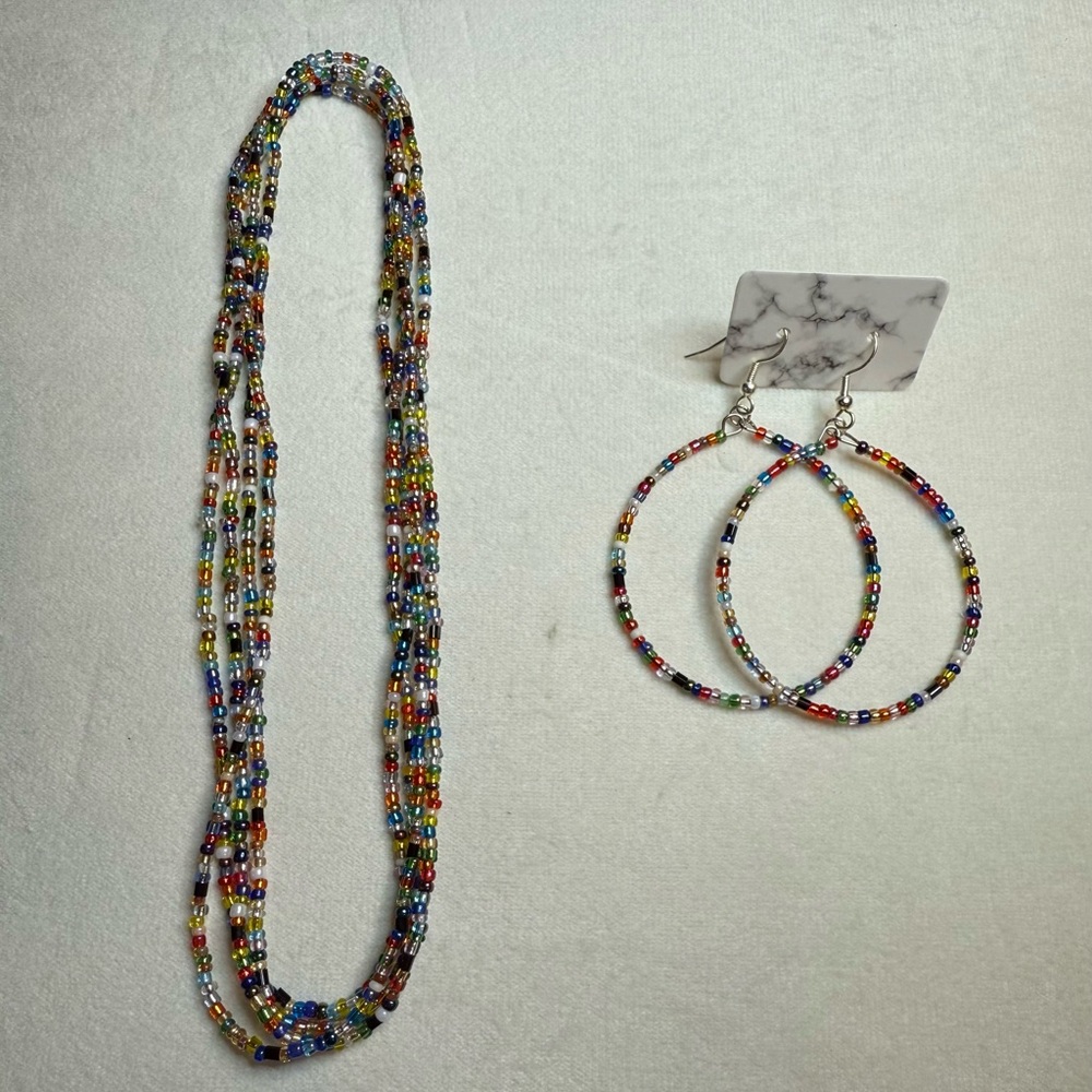 Love Beads Necklace and Earrings Set- Tiny